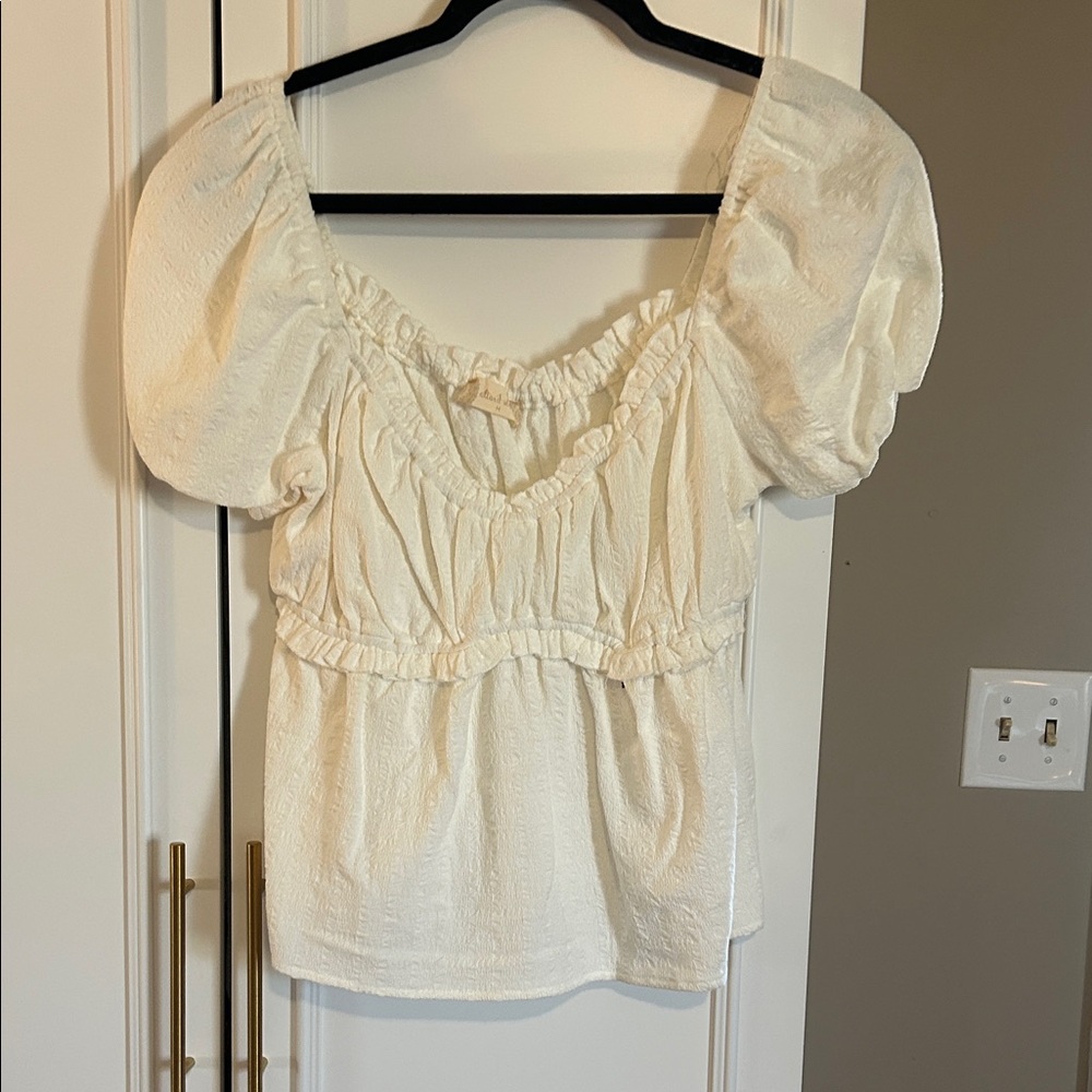 Altar'd State Ivory Puff Sleeve Top